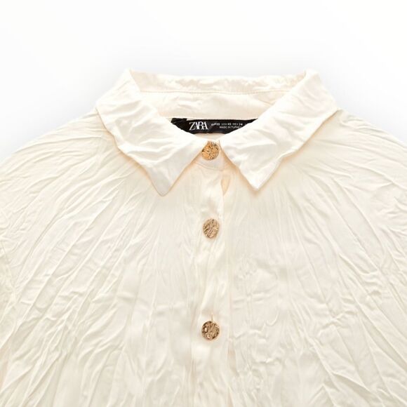 ZARA | Ecru | WRINKLED LOOK SHIRT - Picture 4 of 7